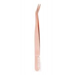 Penseta pentru gene false tip banda XW003 Pink usor curbata cu pieptene Penseta pentru gene false tip banda XW003 Pink usor curbata cu pieptene